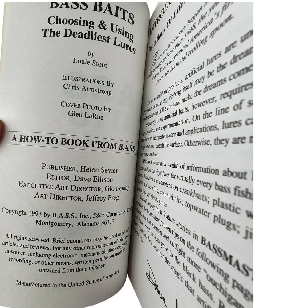Bass Baits Choosing & Using the Deadliest Lures Paperback New Old Stock Fishing